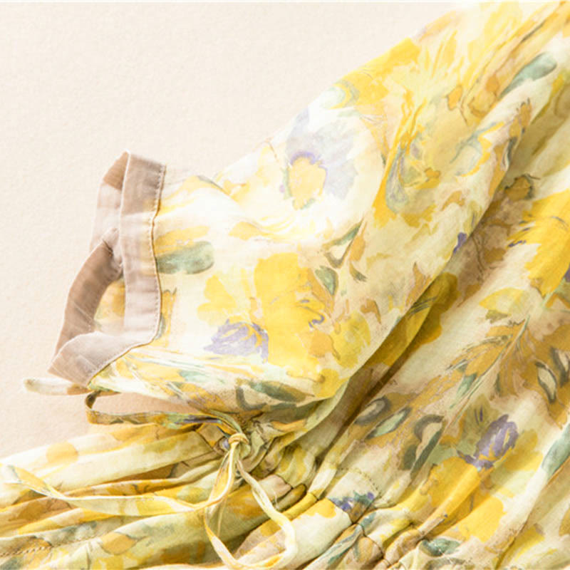 Buddha Stonesハーフスリーブ カラーコントラスト 花柄 ミディドレス ポケット付き - image 17