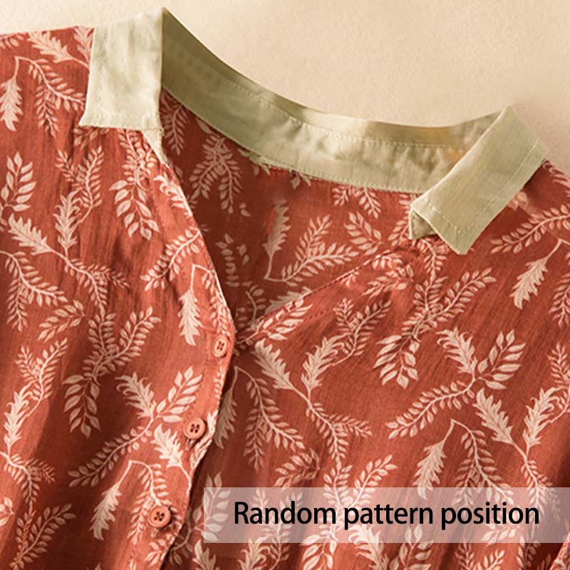 Buddha Stonesハーフスリーブ カラーコントラスト 花柄 ミディドレス ポケット付き - image 21