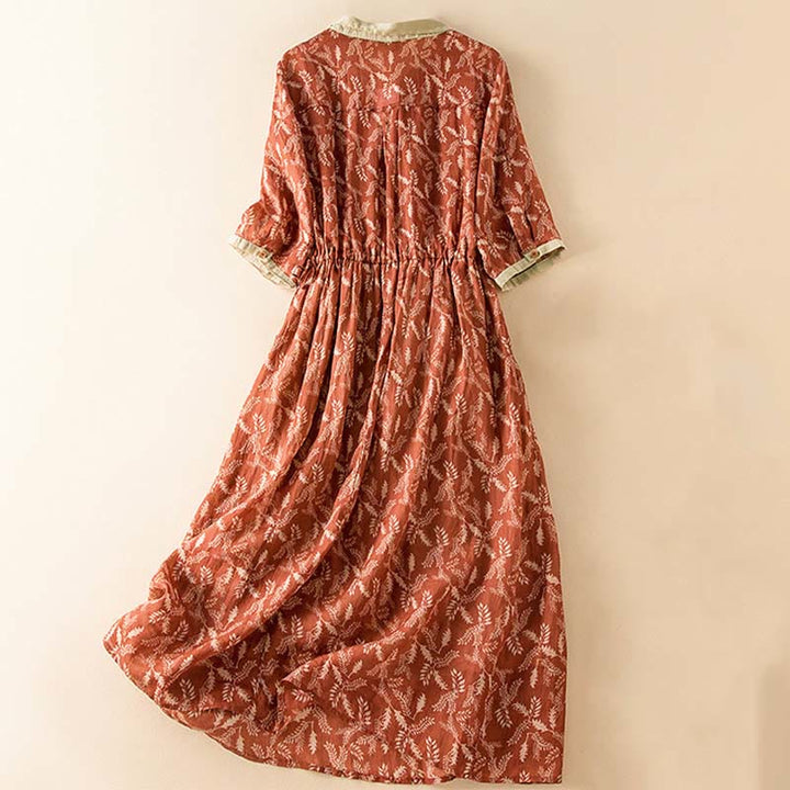 Buddha Stonesハーフスリーブ カラーコントラスト 花柄 ミディドレス ポケット付き - image 23