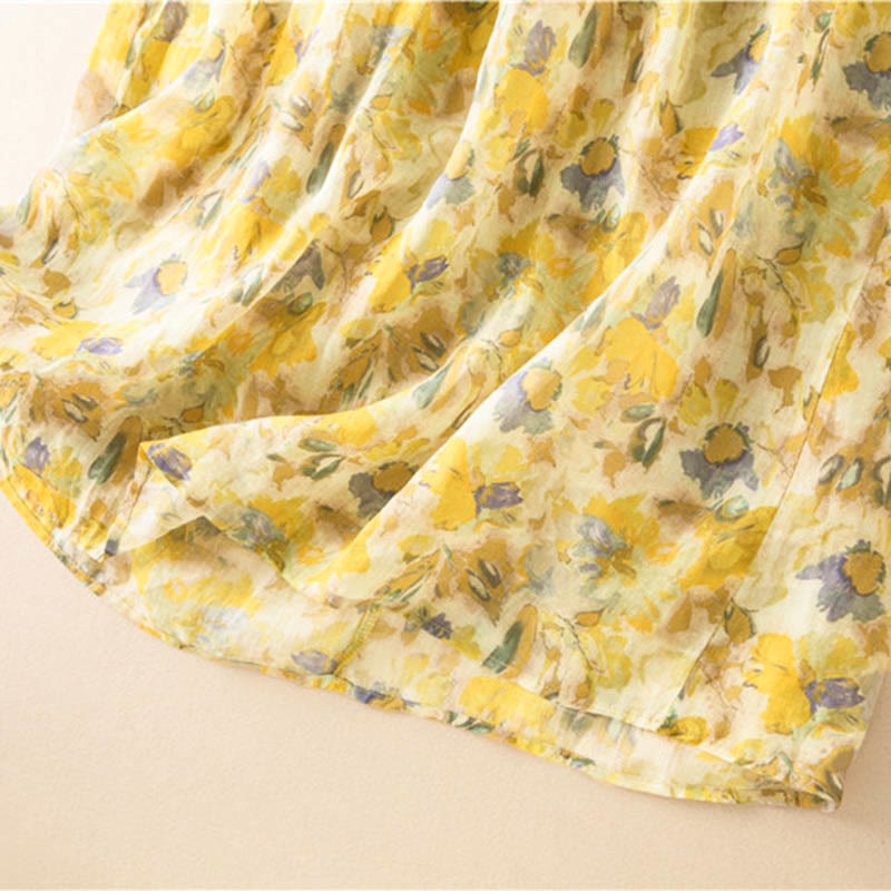 Buddha Stonesハーフスリーブ カラーコントラスト 花柄 ミディドレス ポケット付き - image 19