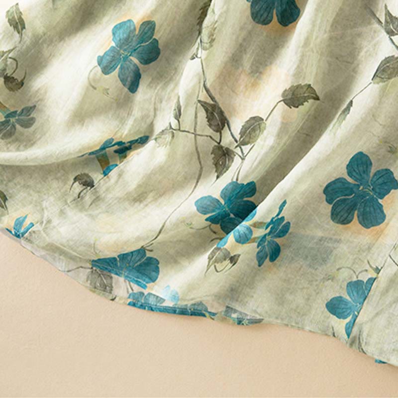 Buddha Stonesハーフスリーブ カラーコントラスト 花柄 ミディドレス ポケット付き - image 5