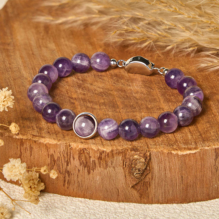 Buddha Stones天然アメジストビーズバランスストレス緩和バックルブレスレット - image 8