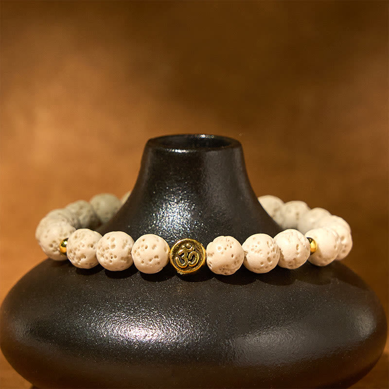 Buddha Stonesホワイトラバロック オムシンボル ヒーリング カームブレスレット - image 3