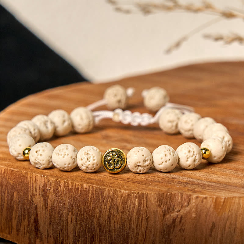 Buddha Stonesホワイトラバロック オムシンボル ヒーリング カームブレスレット - image 2