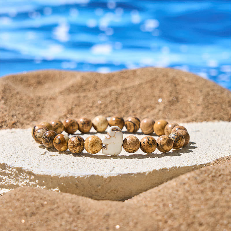 Buddha Stones天然石各種 象の霊力強さブレスレット - ピクチャージャスパー（手首周り：15～18cm） - image 5