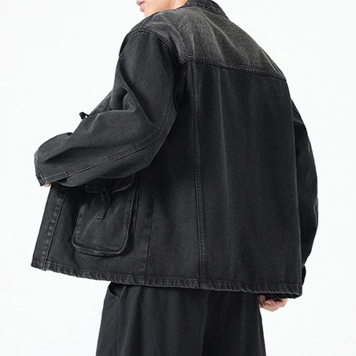 Buddha Stonesデニムボタンデザイン メンズ コットン 長袖ジャケット ポケット付き - image 4