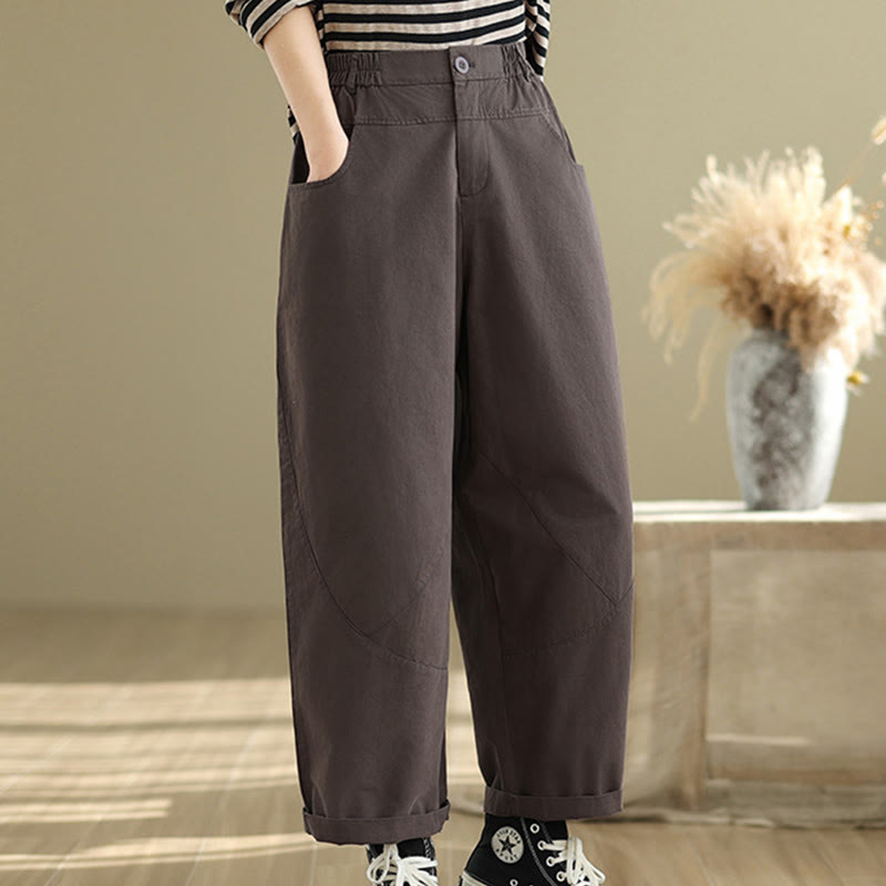 Buddha Stonesカジュアル 7-8丈 ボタン レディース コットン ポリエステル ハーレムパンツ ポケット付き - image 2