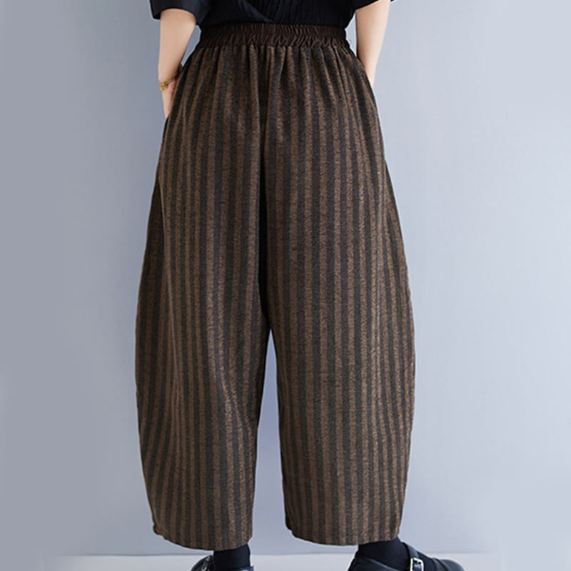 Buddha Stonesカジュアル 7-8丈 コーデュロイ ストライプ レディース ポリエステル ワイドレッグパンツ ポケット付き - image 21
