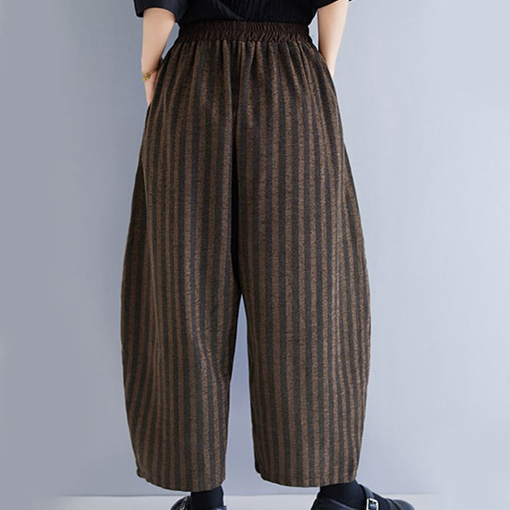 Buddha Stonesカジュアル 7-8丈 コーデュロイ ストライプ レディース ポリエステル ワイドレッグパンツ ポケット付き - image 21