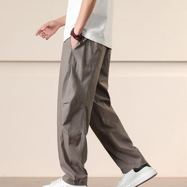 Buddha Stones通勤用春無地ドローストリングメンズハーレムパンツ ポケット付き - image 30