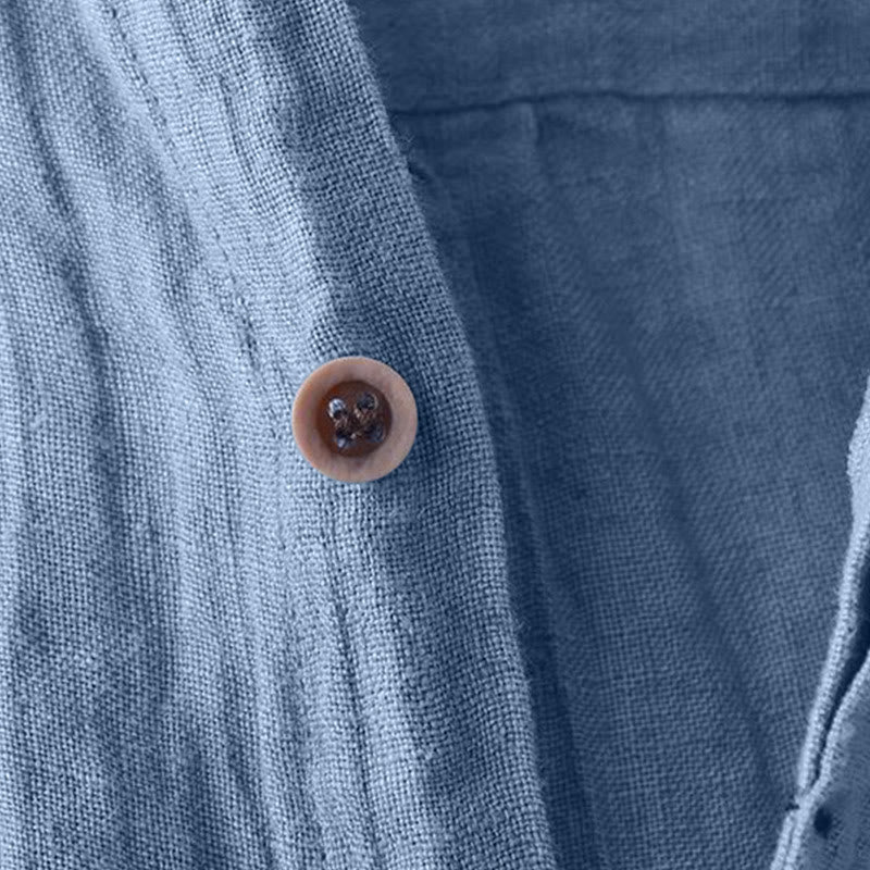 Buddha Stones メンズ 綿麻シャツ 無地 半袖 開襟 涼しい 夏服 カジュアル - image 17