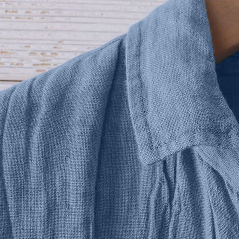 Buddha Stones メンズ 綿麻シャツ 無地 半袖 開襟 涼しい 夏服 カジュアル - image 16