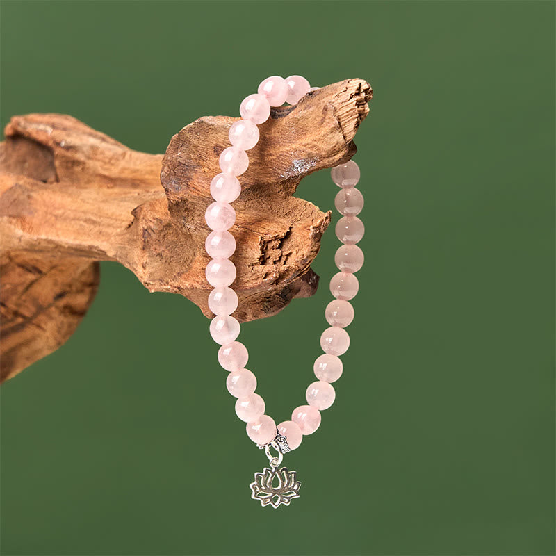 Buddha Stones925スターリングシルバー ロータスデザイン ナチュラルピンククリスタル スージングブレスレット - image 12