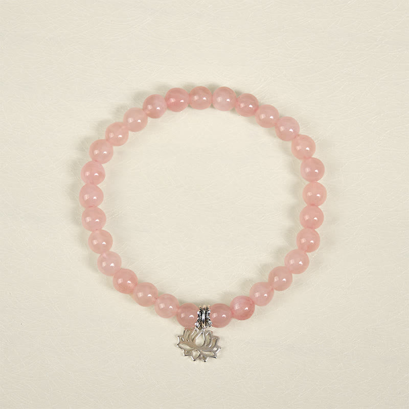 Buddha Stones925スターリングシルバー ロータスデザイン ナチュラルピンククリスタル スージングブレスレット - image 11