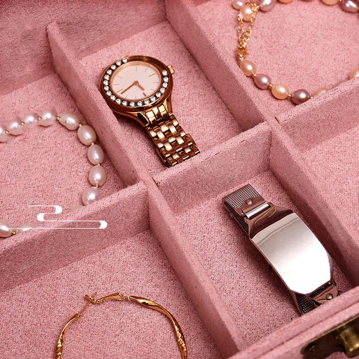 Buddha Stonesシンプルデザイン ジュエリーボックスオーガナイザー 2層ジュエリー収納ボックス フランネルボックス ロック付き - image 13
