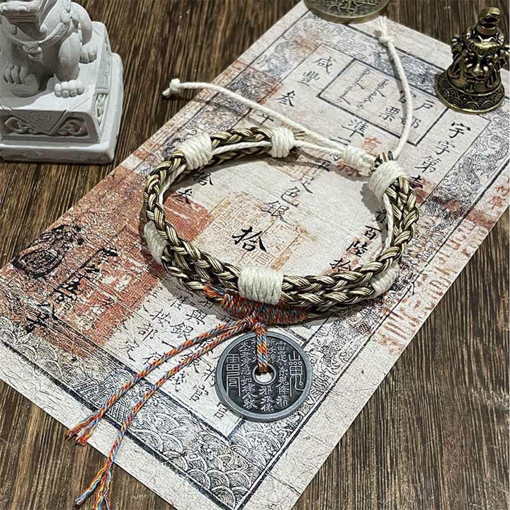 Buddha Stones多層山の幽霊 お金を使う カラフルなロープ編みブレスレット  - グレイマウンテンゴーストがお金を使う（手首周り：15～19cm） - image 3