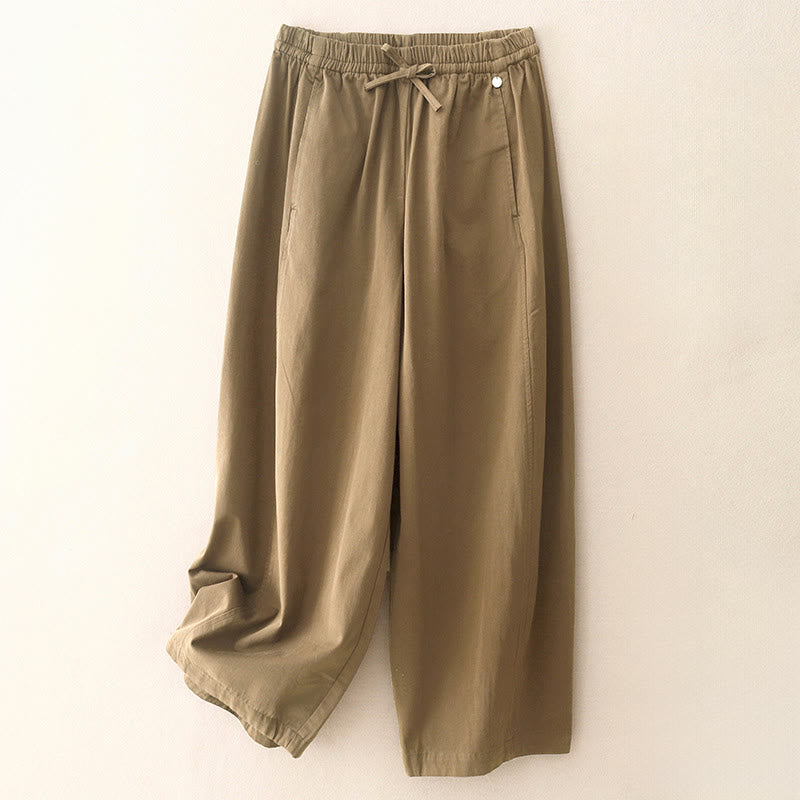 Buddha Stones無地 7-8丈 レディース ハーレム コットンパンツ ポケット付き - バーリーウッド - US8-10，UK/AU12-14，EU40-42 (2XL) - image 0