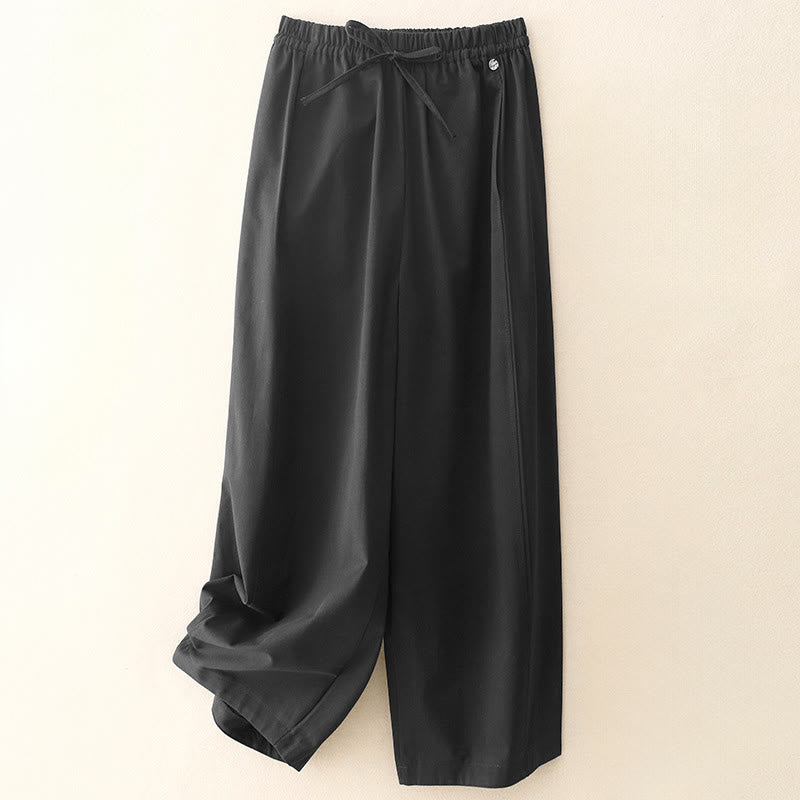 Buddha Stones無地 7-8丈 レディース ハーレム コットンパンツ ポケット付き - 黒 - US8-10，UK/AU12-14，EU40-42 (2XL) - image 13