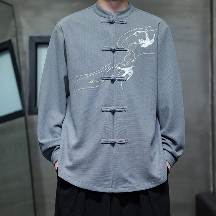 Buddha Stonesカエルボタン ツバメ刺繍 スタンドカラー 長袖 唐装 メンズシャツ - image 18