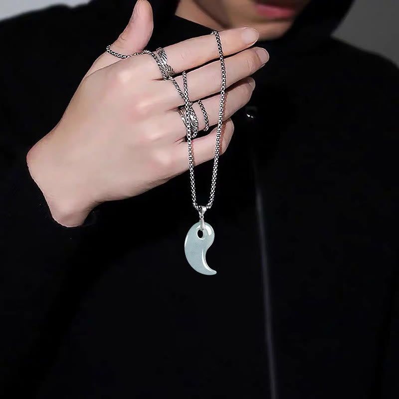 Buddha Stonesティアドロップデザイン翡翠チタンスチールチェーンネックレス幸運ペンダント - image 9