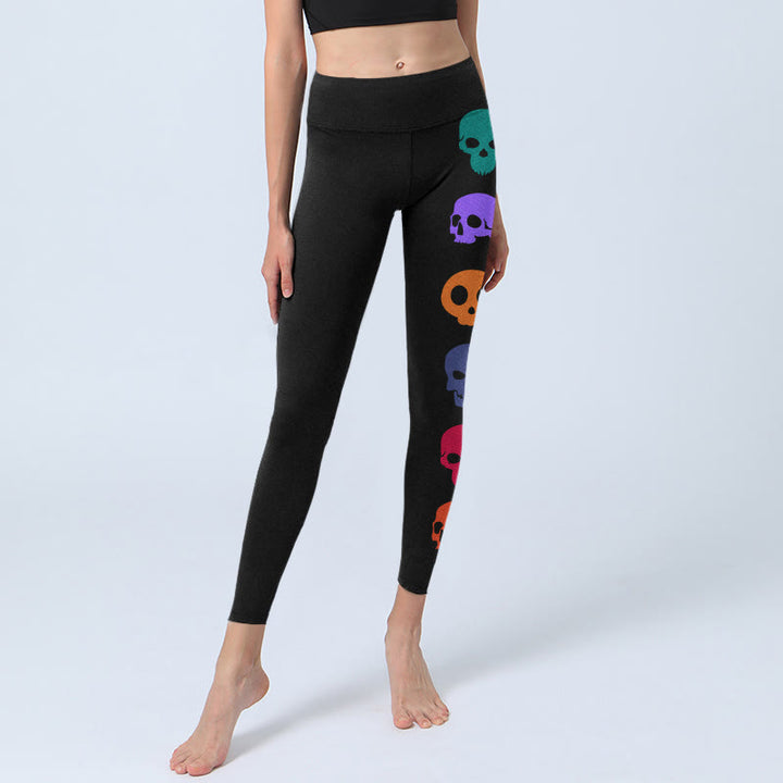 Buddha Stonesとカラフルなスカル柄のジムレギンス レディース ヨガパンツ - image 5