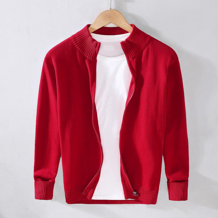 Buddha Stonesプレーンジッパー リブ編み裾デザイン メンズ 長袖 コットンジャケット - 赤 - US/UK/AU42、 EU52 (3XL) - image 11
