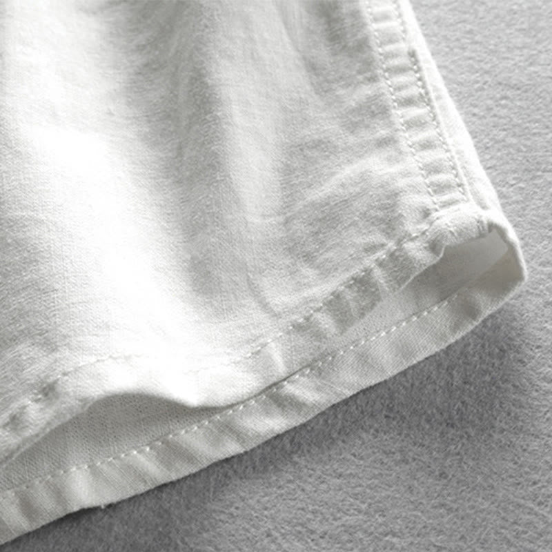 Buddha Stonesメンズ スリムフィットデザイン スタンドカラー クルーネック 長袖 コットンリネンシャツ - image 8