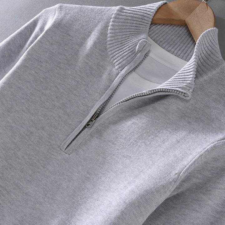 Buddha Stonesリブ編み 無地 裾デザイン メンズ モックネック 長袖 ピュアコットン セーター - image 4