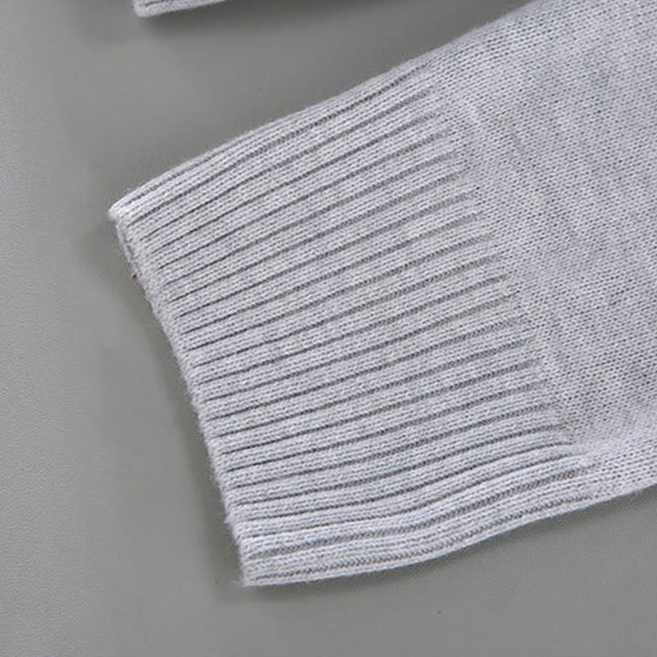 Buddha Stonesリブ編み 無地 裾デザイン メンズ モックネック 長袖 ピュアコットン セーター - image 10