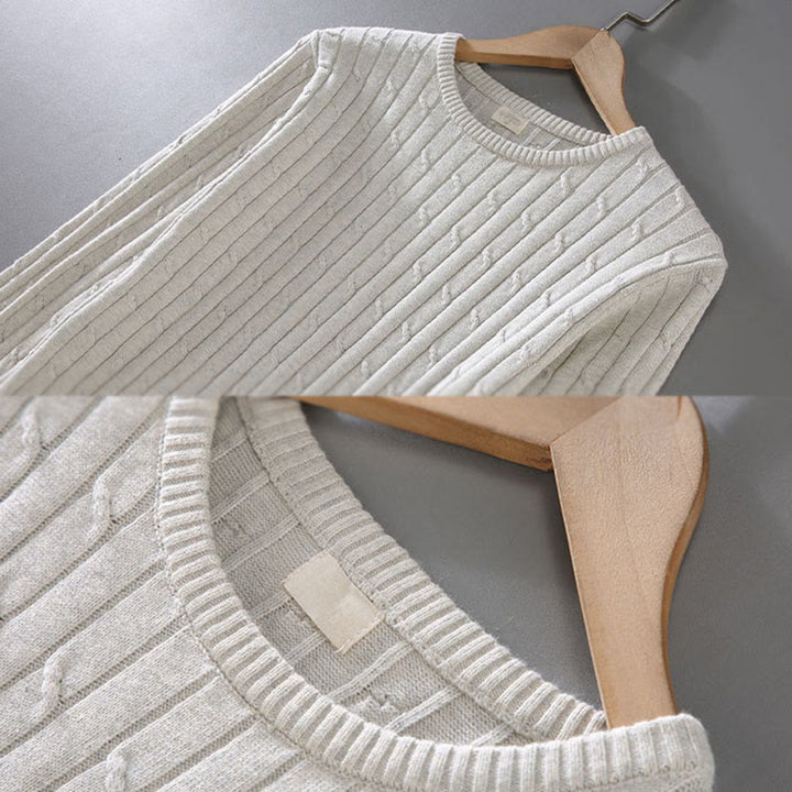 Buddha Stonesケーブルニットデザインメンズクルーネック長袖ピュアコットンセーター - image 8