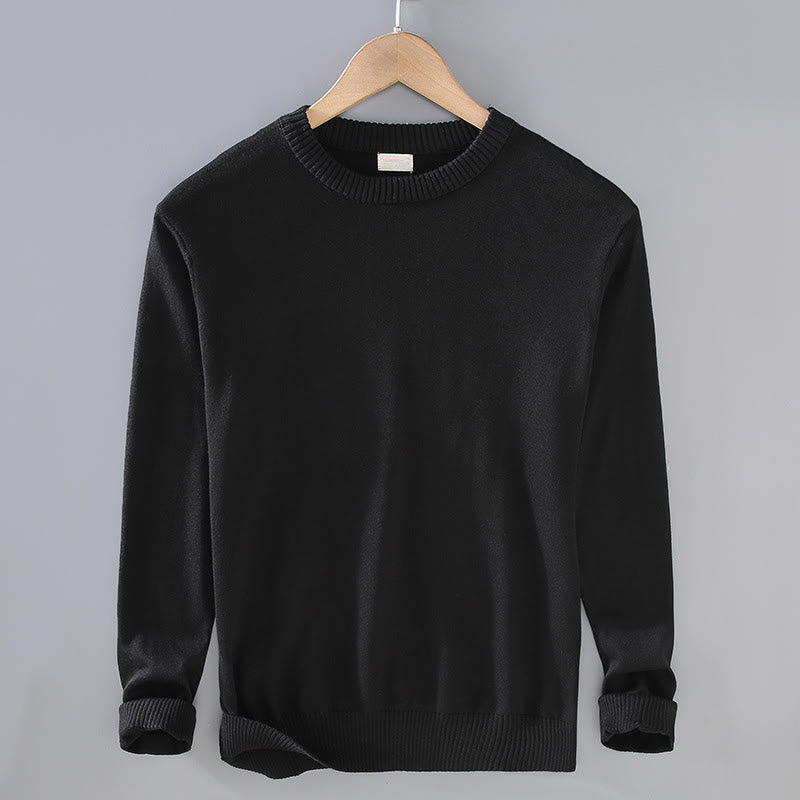 Buddha Stonesリブデザイン ピュアコットン サーマル メンズ クルーネック 長袖 セーター - 黒 - US/UK/AU42、 EU52 (3XL) - image 1