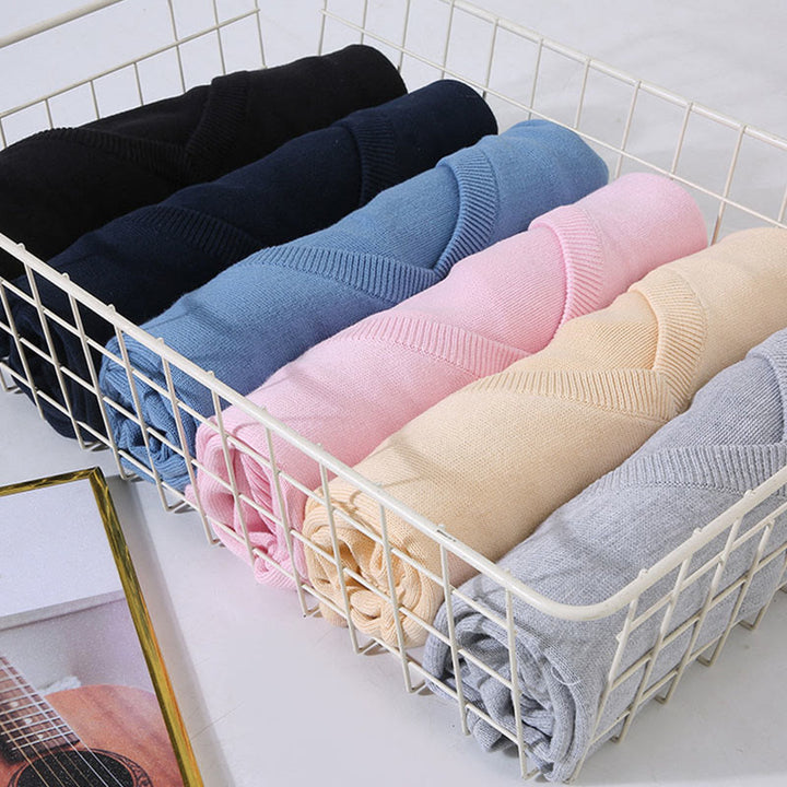 Buddha Stones無地 Vネック コットン シンプルデザイン メンズ 長袖セーター - image 14