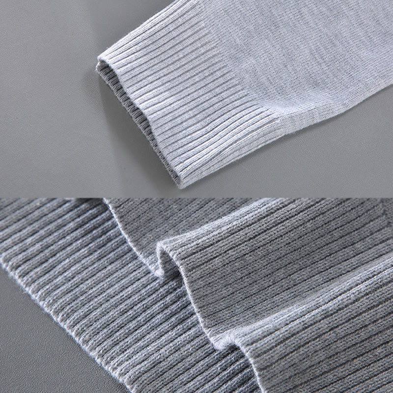 Buddha Stones無地 Vネック コットン シンプルデザイン メンズ 長袖セーター - image 6