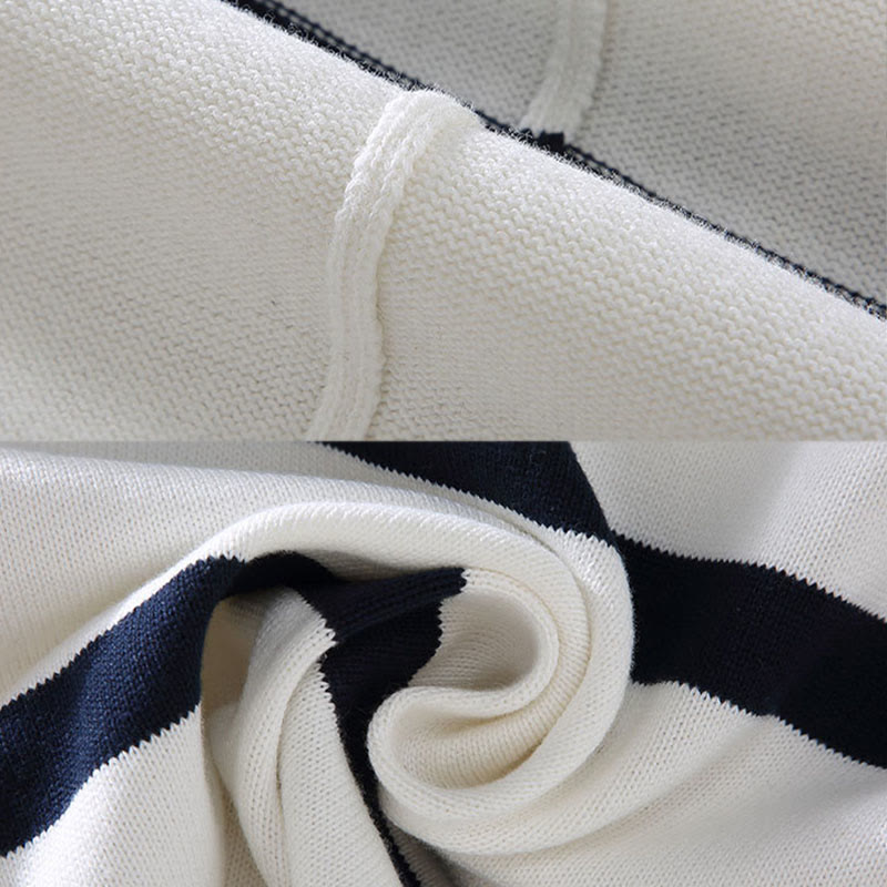 Buddha Stonesカラーコントラストストライプハーフジッパーデザインコットンメンズ長袖セーター - image 6