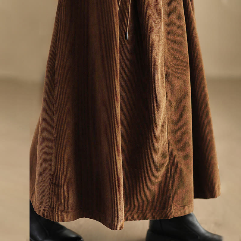 Buddha Stonesレディース 無地コットンコーデュロイ 7-8丈スカート ポケット付き - image 10