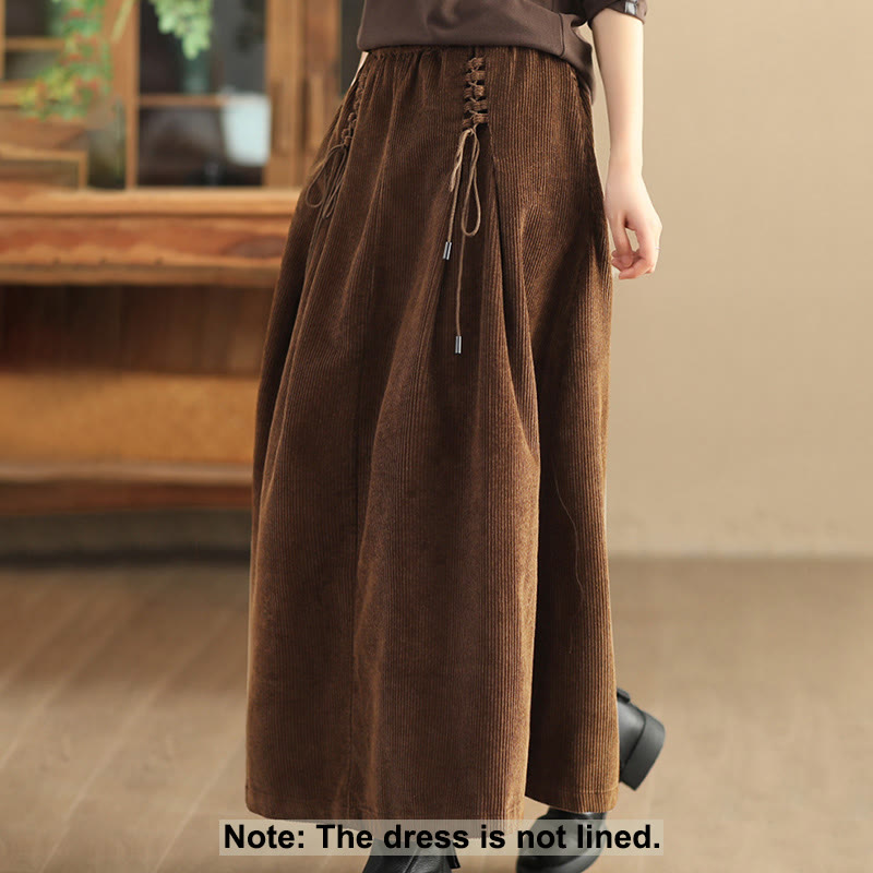 Buddha Stonesレディース 無地コットンコーデュロイ 7-8丈スカート ポケット付き - image 9
