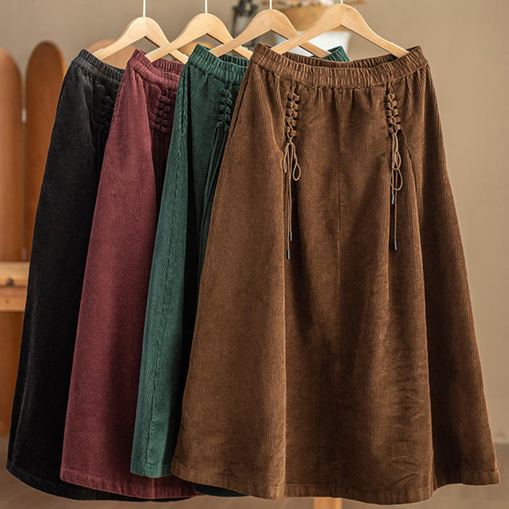 Buddha Stonesレディース 無地コットンコーデュロイ 7-8丈スカート ポケット付き - image 14