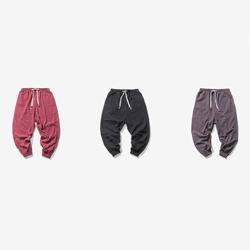 Buddha Stonesメンズ 無地 シンプル ドローストリングデザイン コットン ハーレムパンツ ポケット付き - image 22