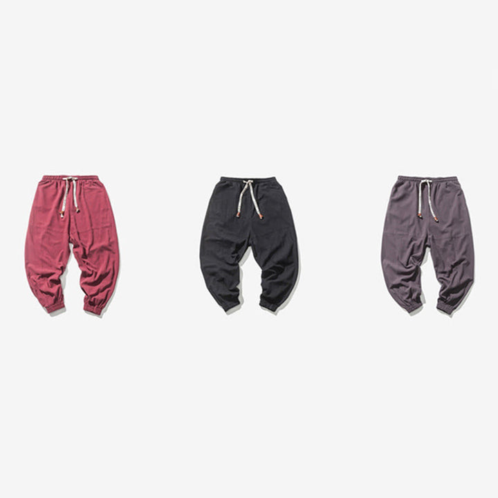 Buddha Stonesメンズ 無地 シンプル ドローストリングデザイン コットン ハーレムパンツ ポケット付き - image 22