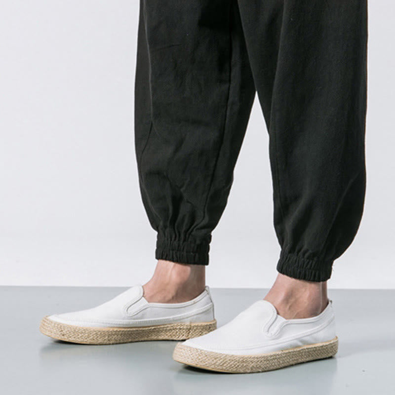 Buddha Stonesメンズ 無地 シンプル ドローストリングデザイン コットン ハーレムパンツ ポケット付き - image 15