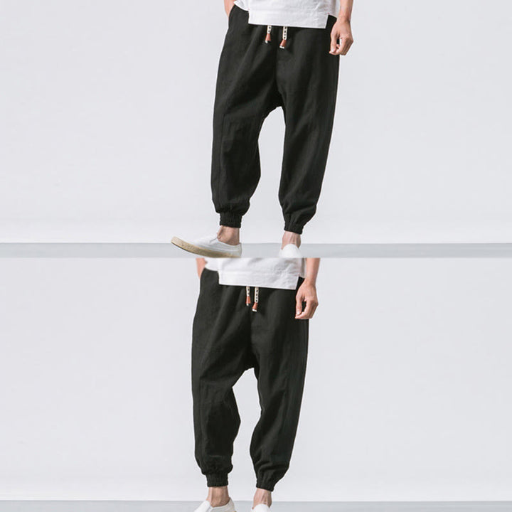 Buddha Stonesメンズ 無地 シンプル ドローストリングデザイン コットン ハーレムパンツ ポケット付き - image 19
