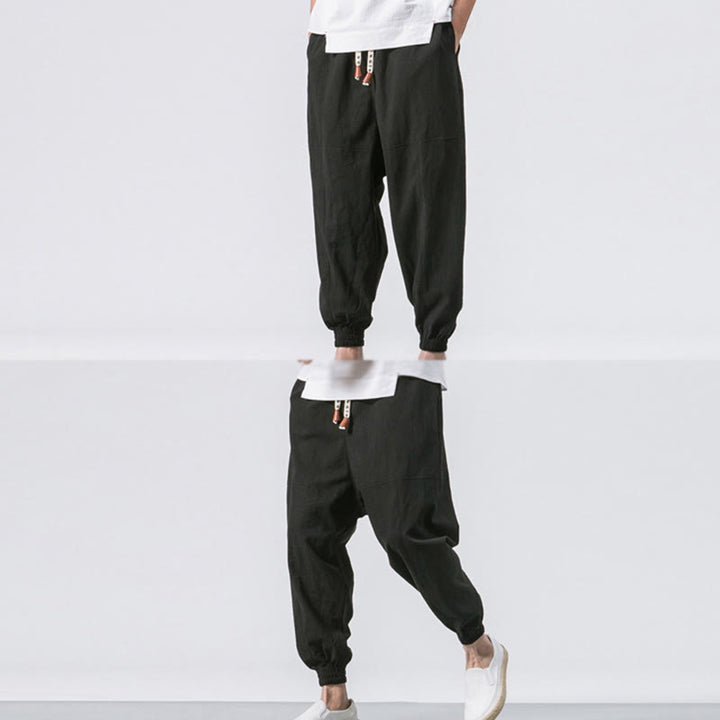 Buddha Stonesメンズ 無地 シンプル ドローストリングデザイン コットン ハーレムパンツ ポケット付き - image 17