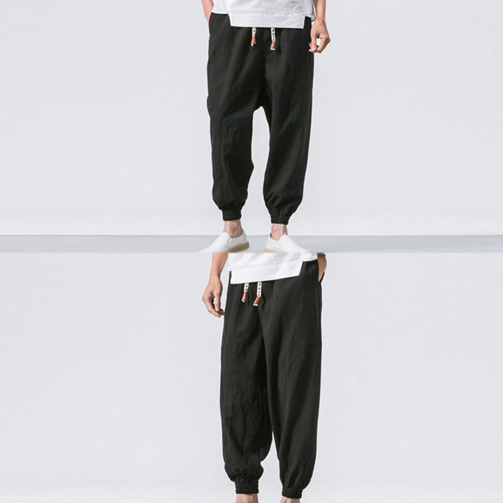 Buddha Stonesメンズ 無地 シンプル ドローストリングデザイン コットン ハーレムパンツ ポケット付き - image 21