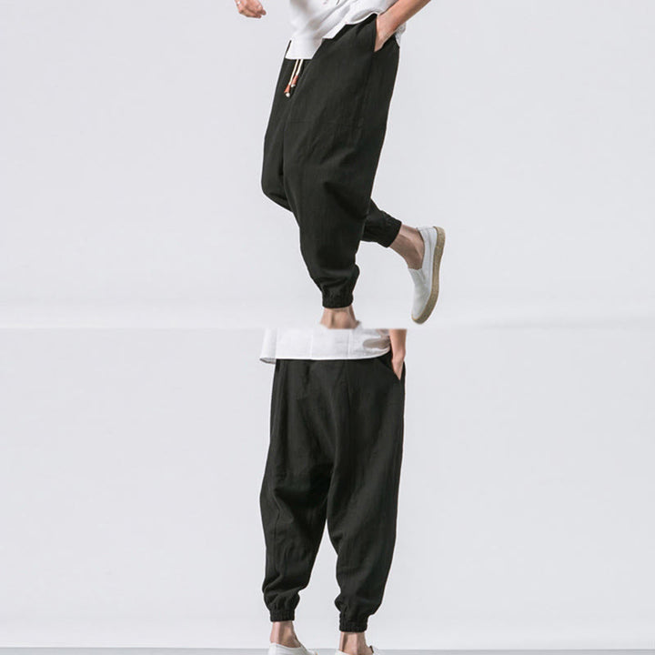Buddha Stonesメンズ 無地 シンプル ドローストリングデザイン コットン ハーレムパンツ ポケット付き - image 20