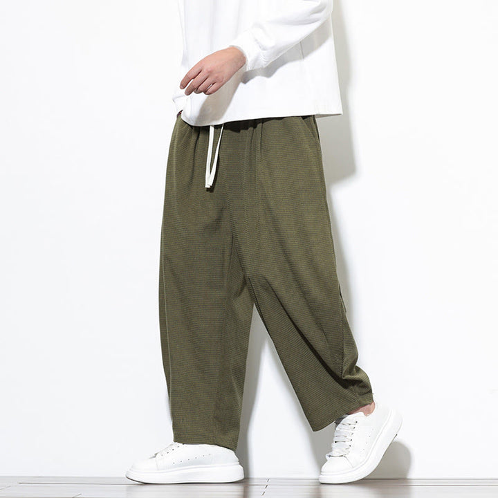 Buddha Stonesメンズ 無地 ピュアコットン コーデュロイ アンクル丈 ハーレムパンツ ポケット付き - image 1