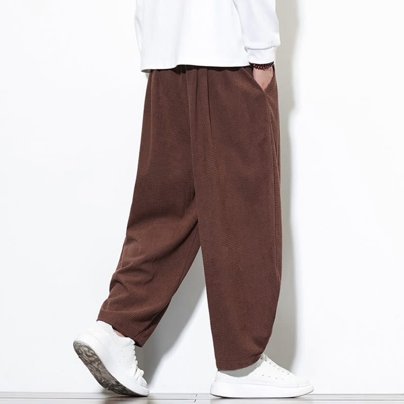 Buddha Stonesメンズ 無地 ピュアコットン コーデュロイ アンクル丈 ハーレムパンツ ポケット付き - image 32