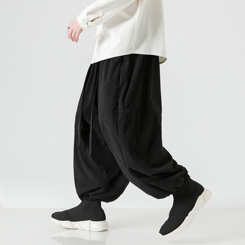Buddha Stones冬用 無地 メンズ ハーレム ピュアコットン コーデュロイ パンツ ポケット付き - image 15