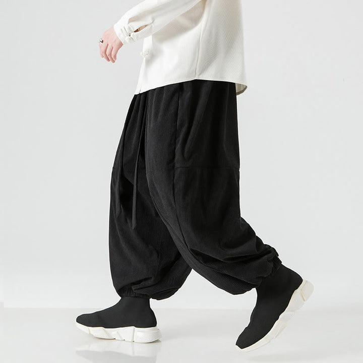 Buddha Stones冬用 無地 メンズ ハーレム ピュアコットン コーデュロイ パンツ ポケット付き - image 15