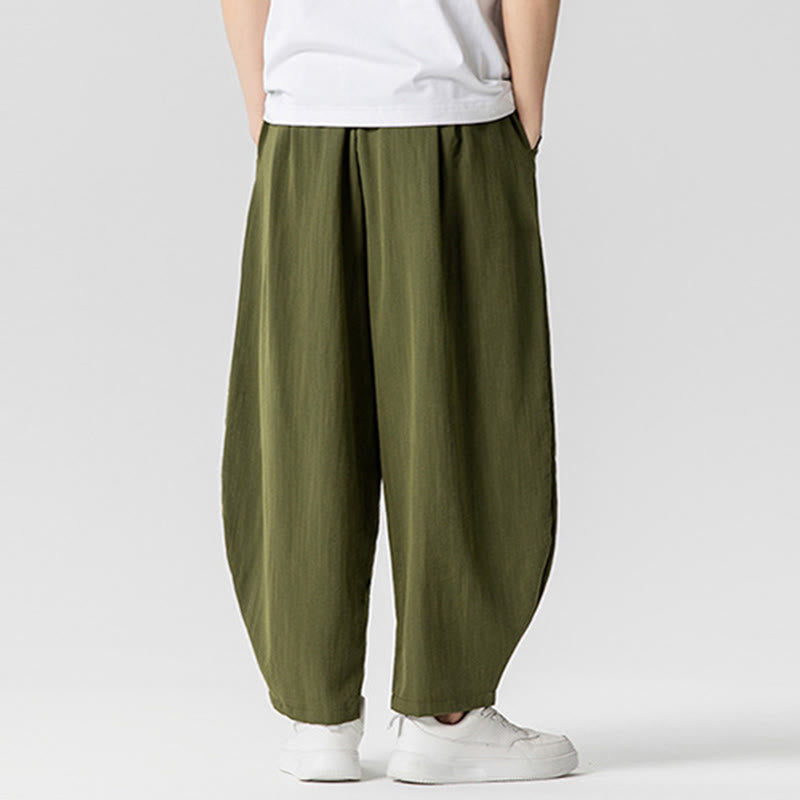 Buddha Stones夏 純色 ドローストリング メンズ コットン アンクル丈 パンツ ポケット付き - image 22