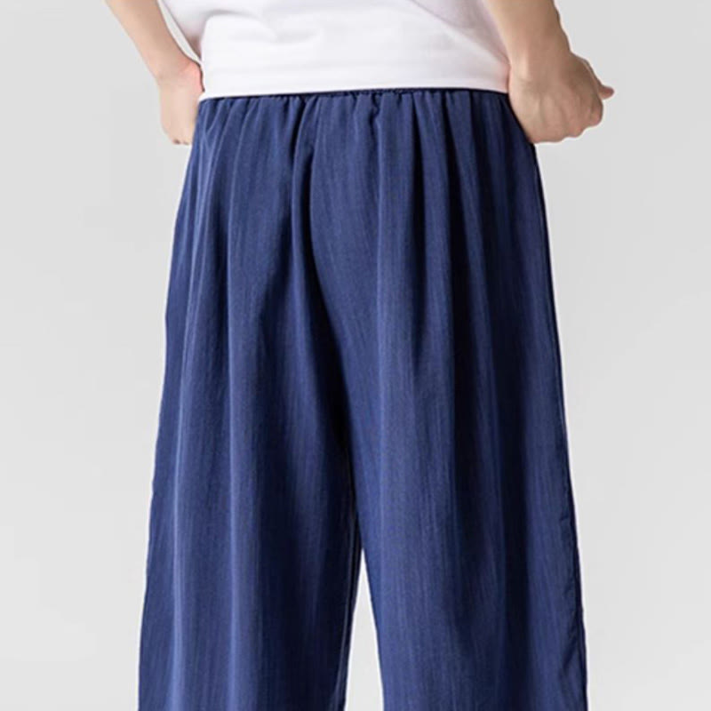 Buddha Stones夏 純色 ドローストリング メンズ コットン アンクル丈 パンツ ポケット付き - image 8